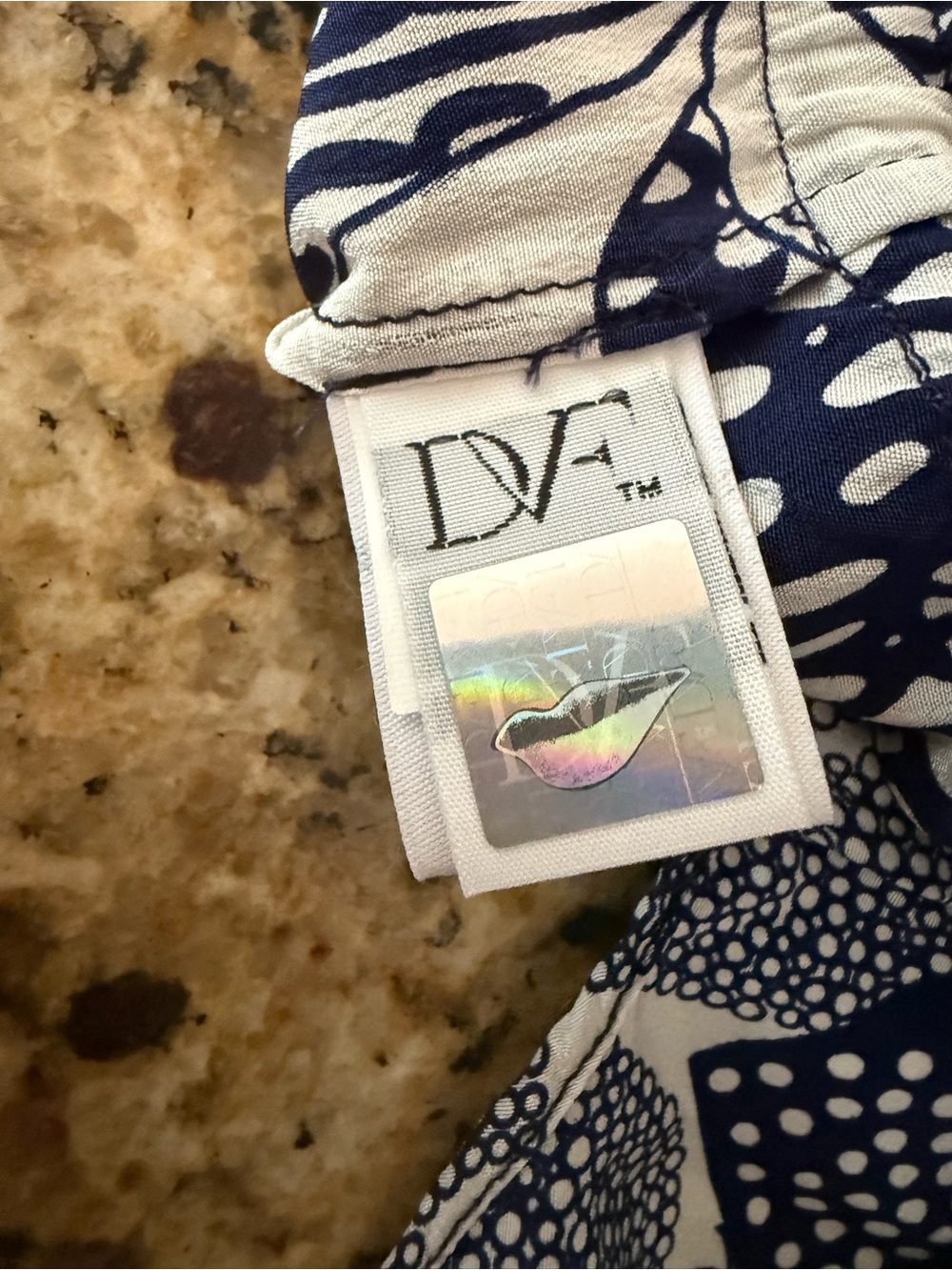 Diane Von Furstenberg Navy and White Printed Dress - Picture 4 of 6